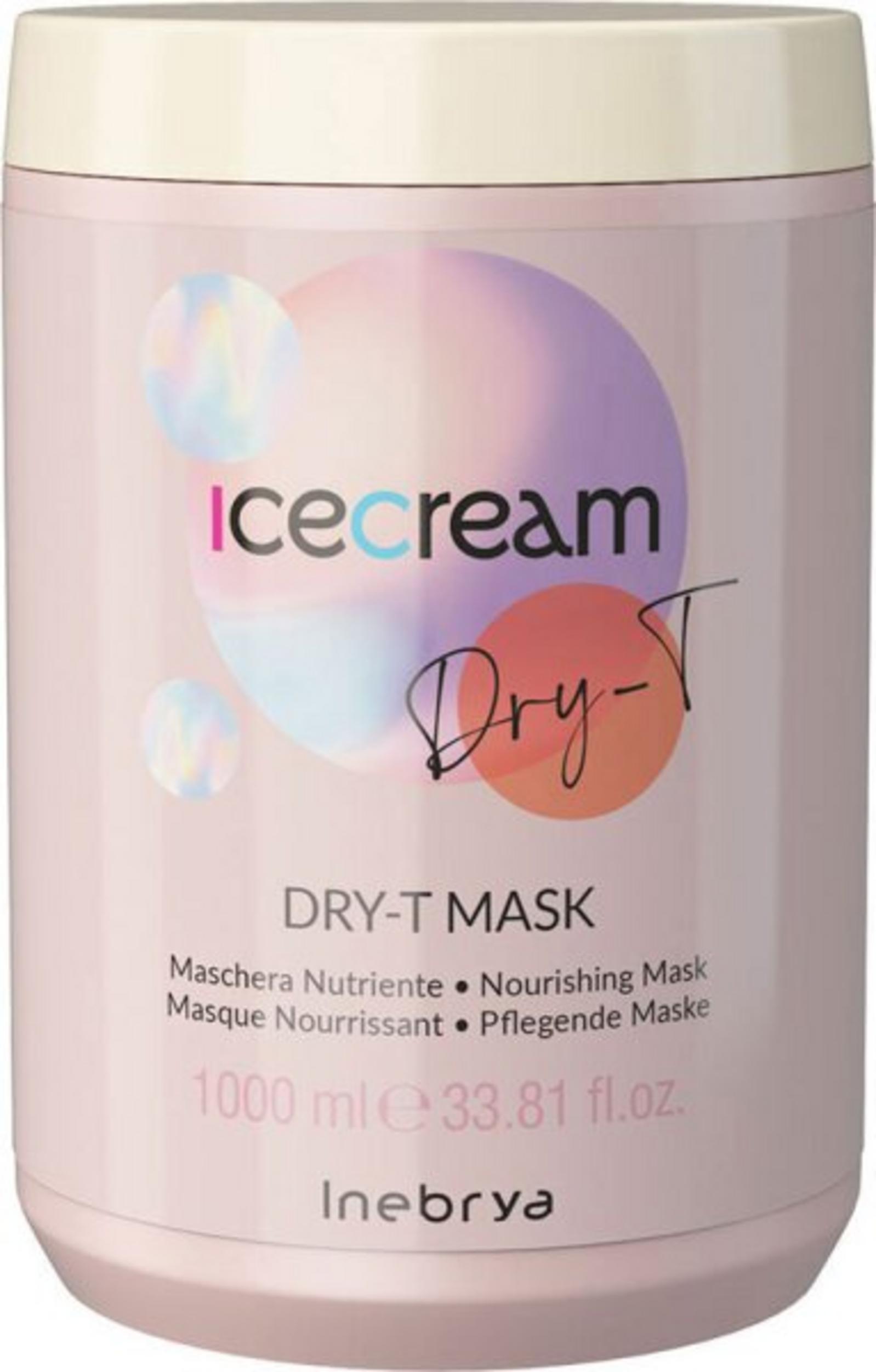 Inebrya, Ice Cream Dry-T, Saç Bakımı Krem Maske, Hidratasyonlu, 1000 ml