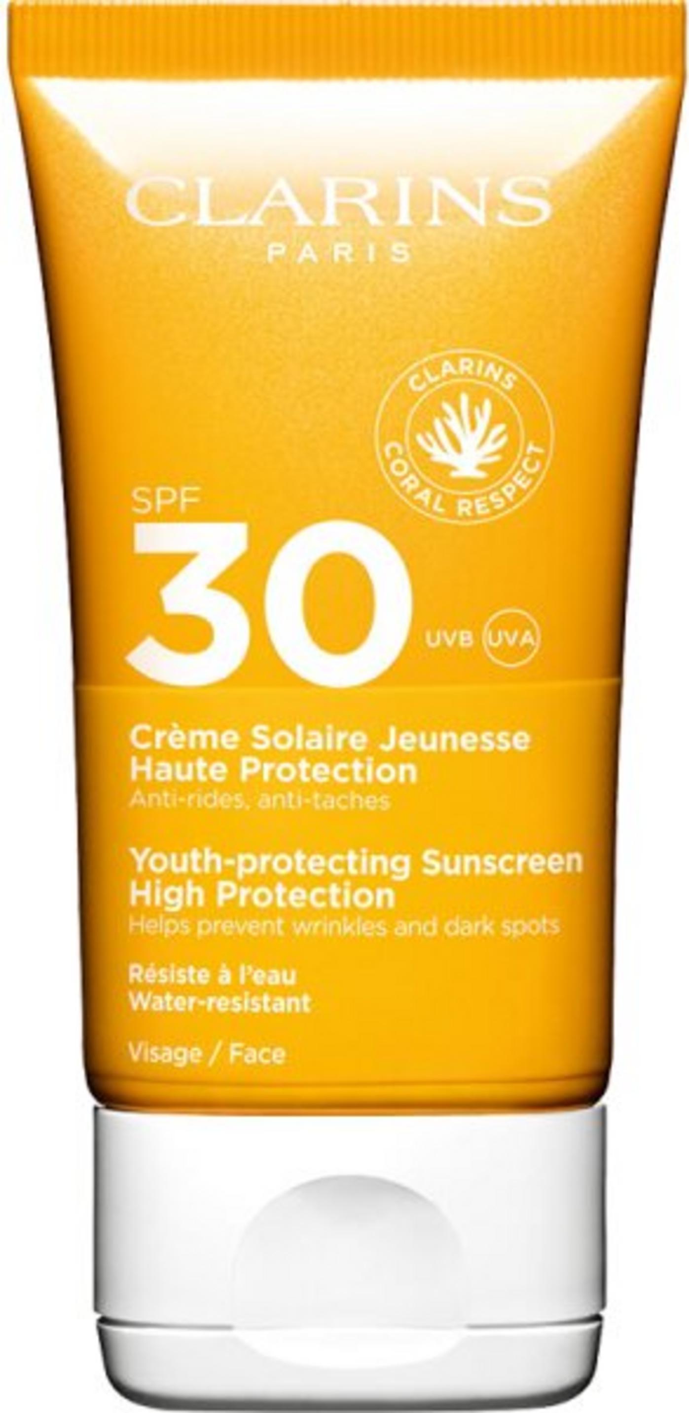 Clarins, Protecție Solară, Hidratantă, Creme de protecție solară pentru față, FPA 30, 50 ml.