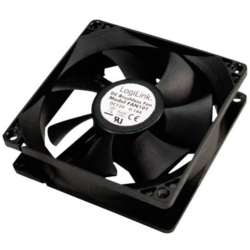 LogiLink FAN101 PC fan Black (W x H x D) 80 x 80 x 25 mm FAN101