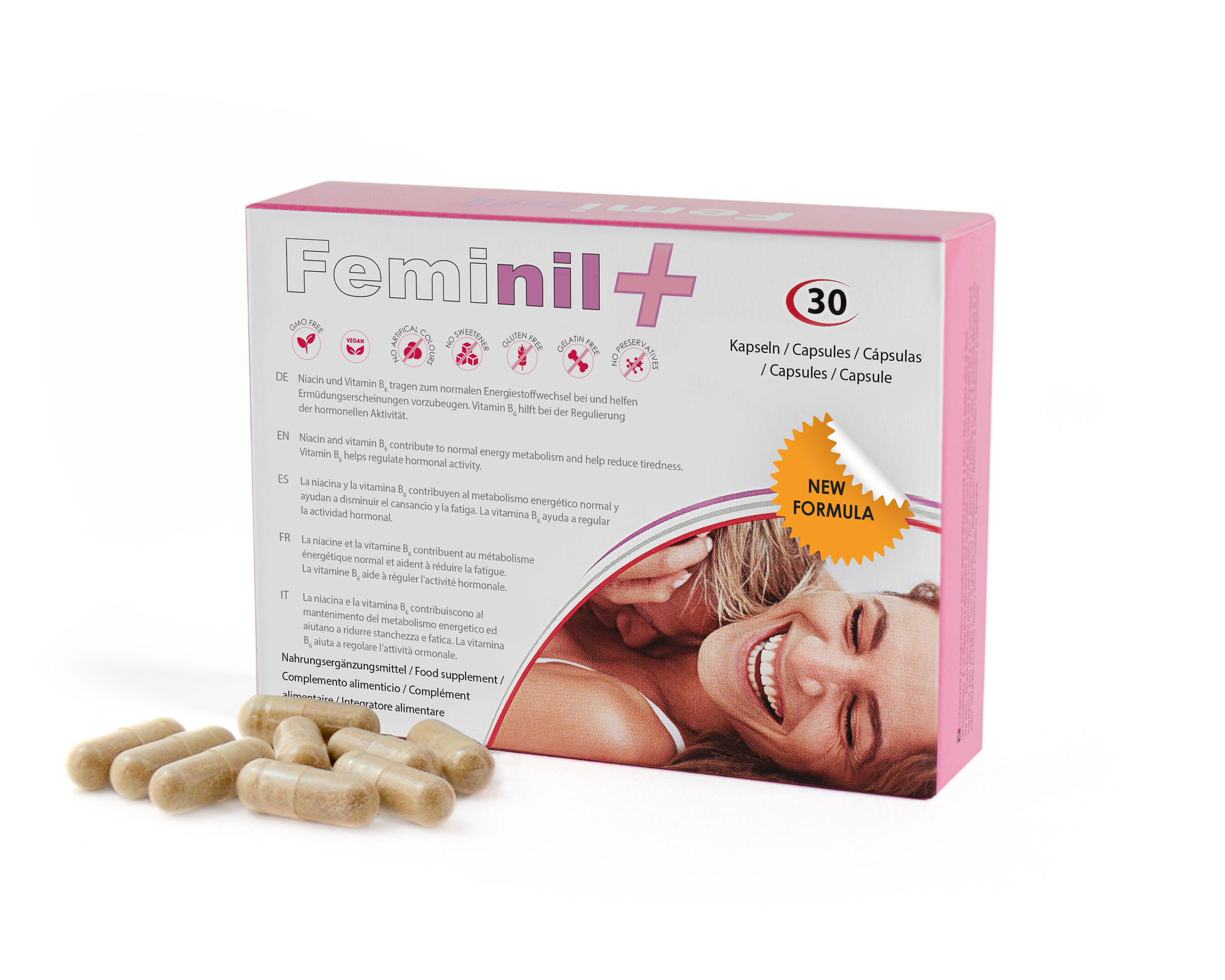 Feminil, Feminil+, Maca, L-Arginine, Saffron, Rhodiola, Ginkgo Biloba & Zinc, Increase Female Libido, Capsules, 30 capsules