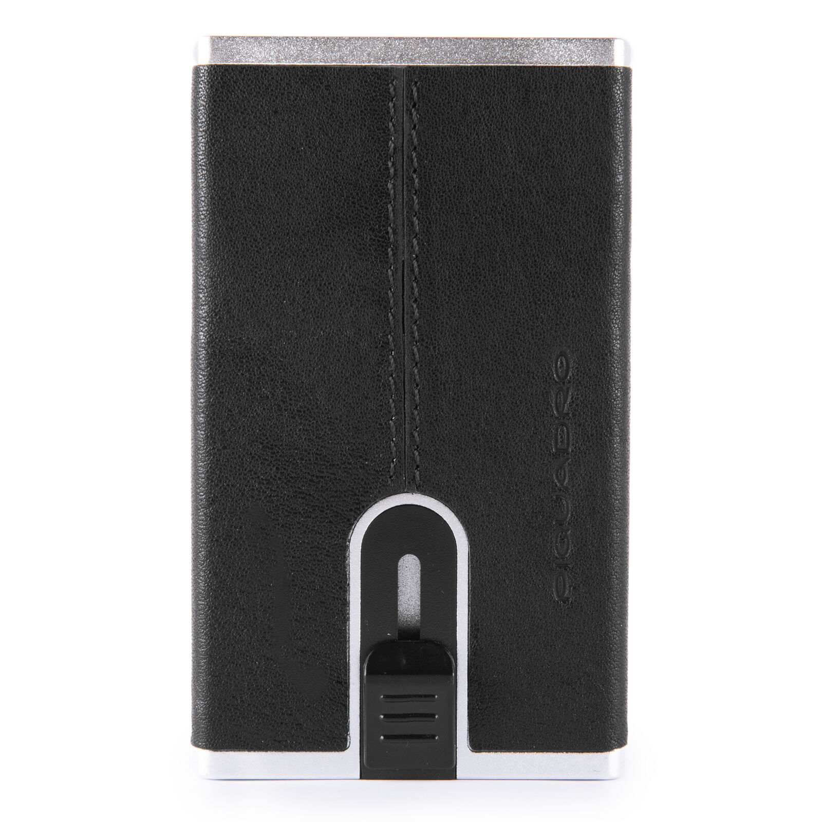 Piquadro, Pătrat Negru, Suport de Carte din Piele, Sistemul de Glisare Pătrată, PP4825B3R-N, Negru, Pentru Bărbați