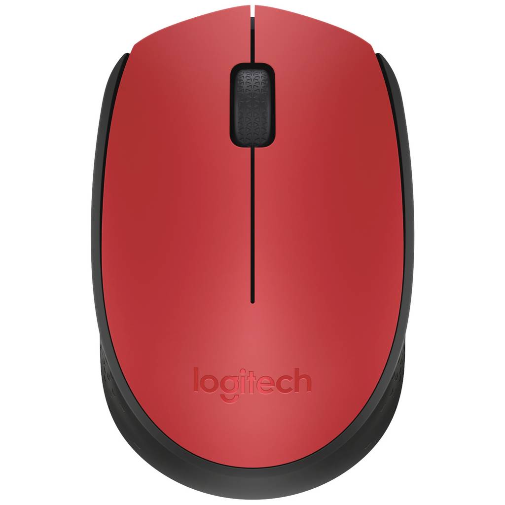 Logitech M171 Mouse Wireless, Radio Optical Red, Black 3 Buttons 1000 910-004641