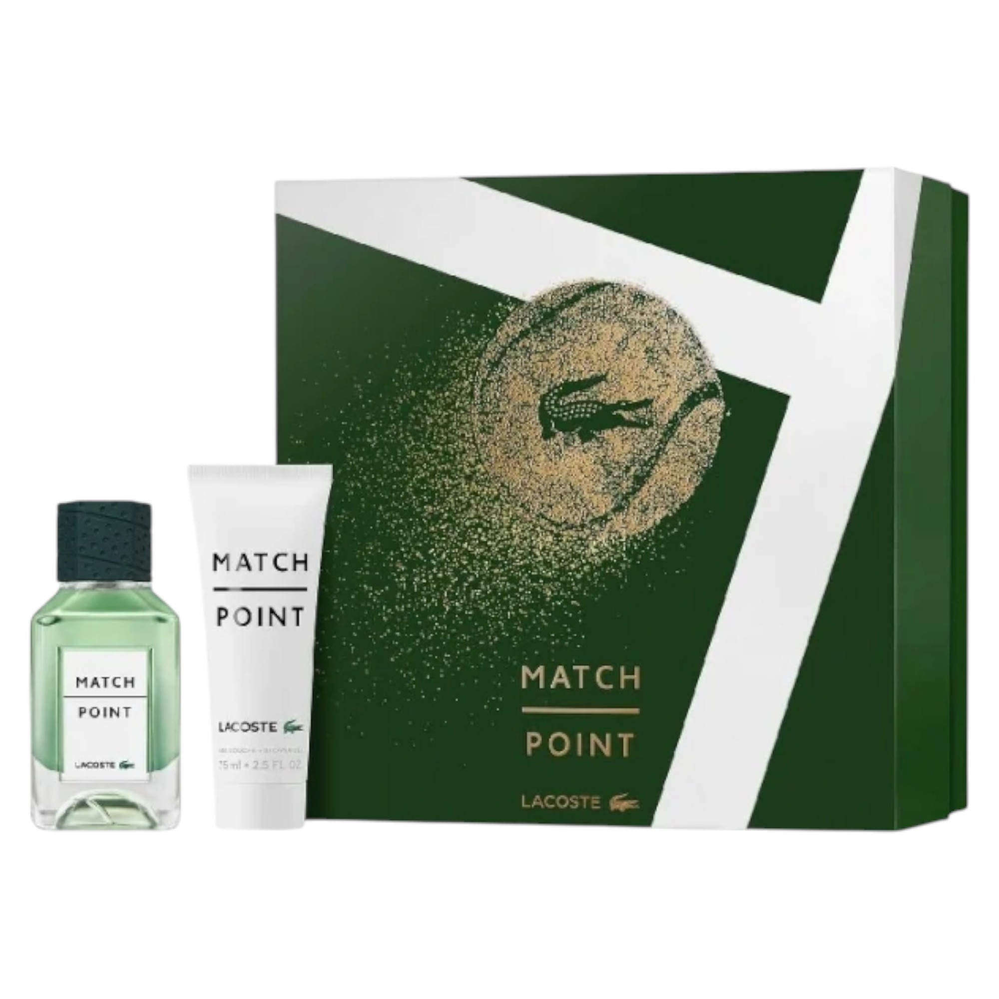 Lacoste: Punct de Meajă, Parfum pentru Bărbați, 50 ml + Punct de Meajă, Geamantan de Duș, Toate Tipurile de Piele, 75 ml