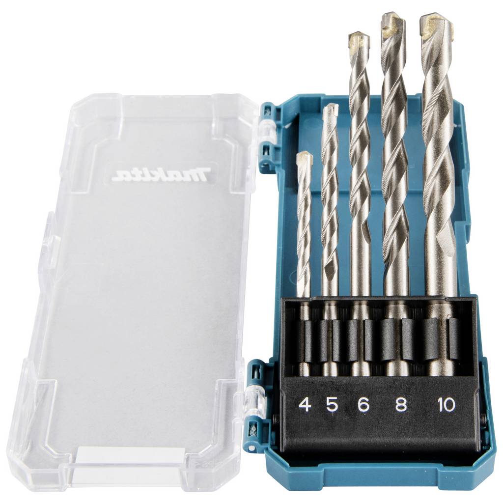 Makita D-72877 Masonry twist drill bit set 4 mm, 5 mm, 6 mm, 8 mm, 10 mm D-72877