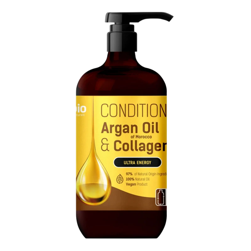 Bio Naturell, Bio Naturell, Uleiul de argan din Maroc și Colagen, Condimentator pentru păr, Regenerant, 946 ml.