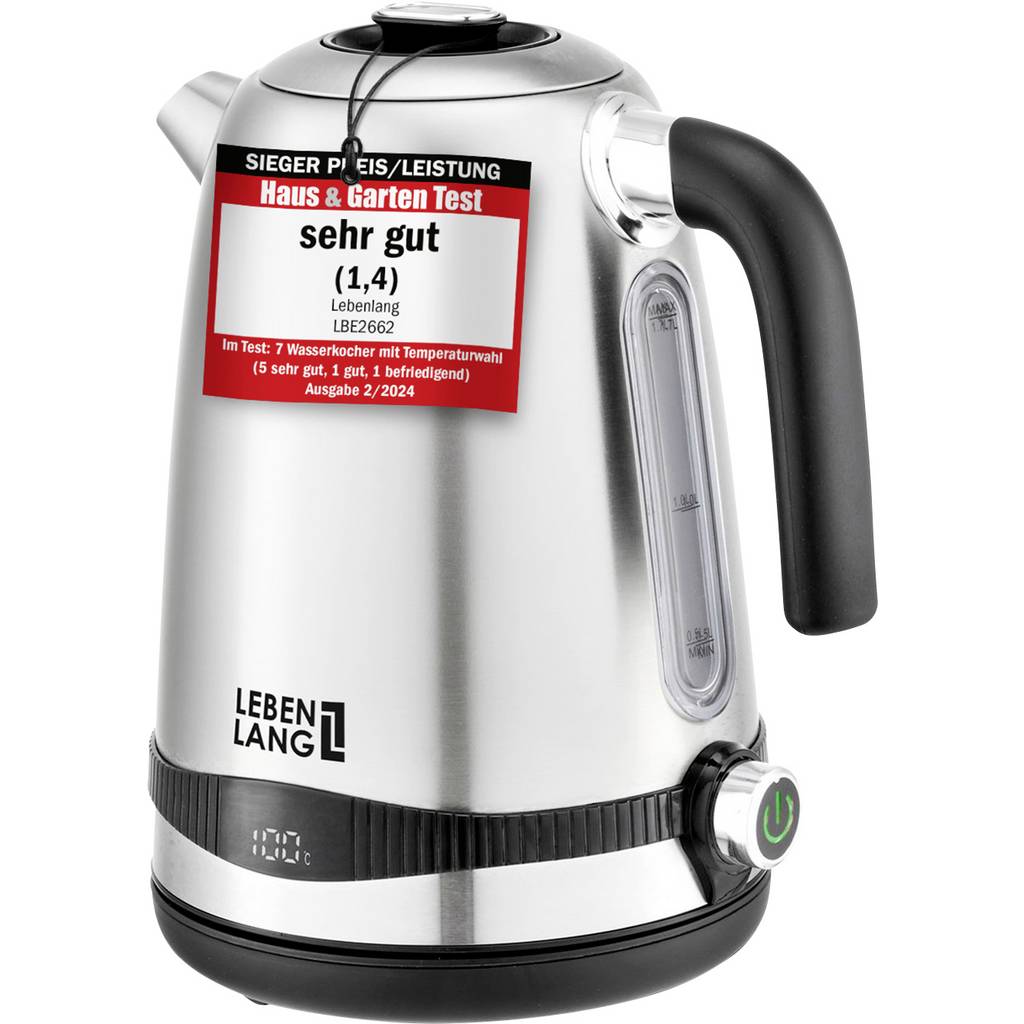 Lebenlang LBE2662 Kettle BPA-free, with display Stainless steel Capac 9925102662