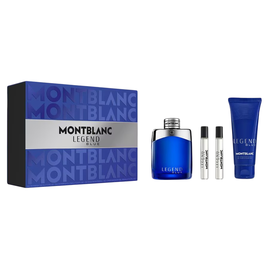 Set Montblanc: Legend Blue, Eau De Parfum, For Men, 100 ml + Legend Blue, Eau De Parfum, For Men, 2 pcs, 7.5 ml + Legend Blue, Cleansing, Shower Gel, All Over The Body, For All Skin Types, 100 ml