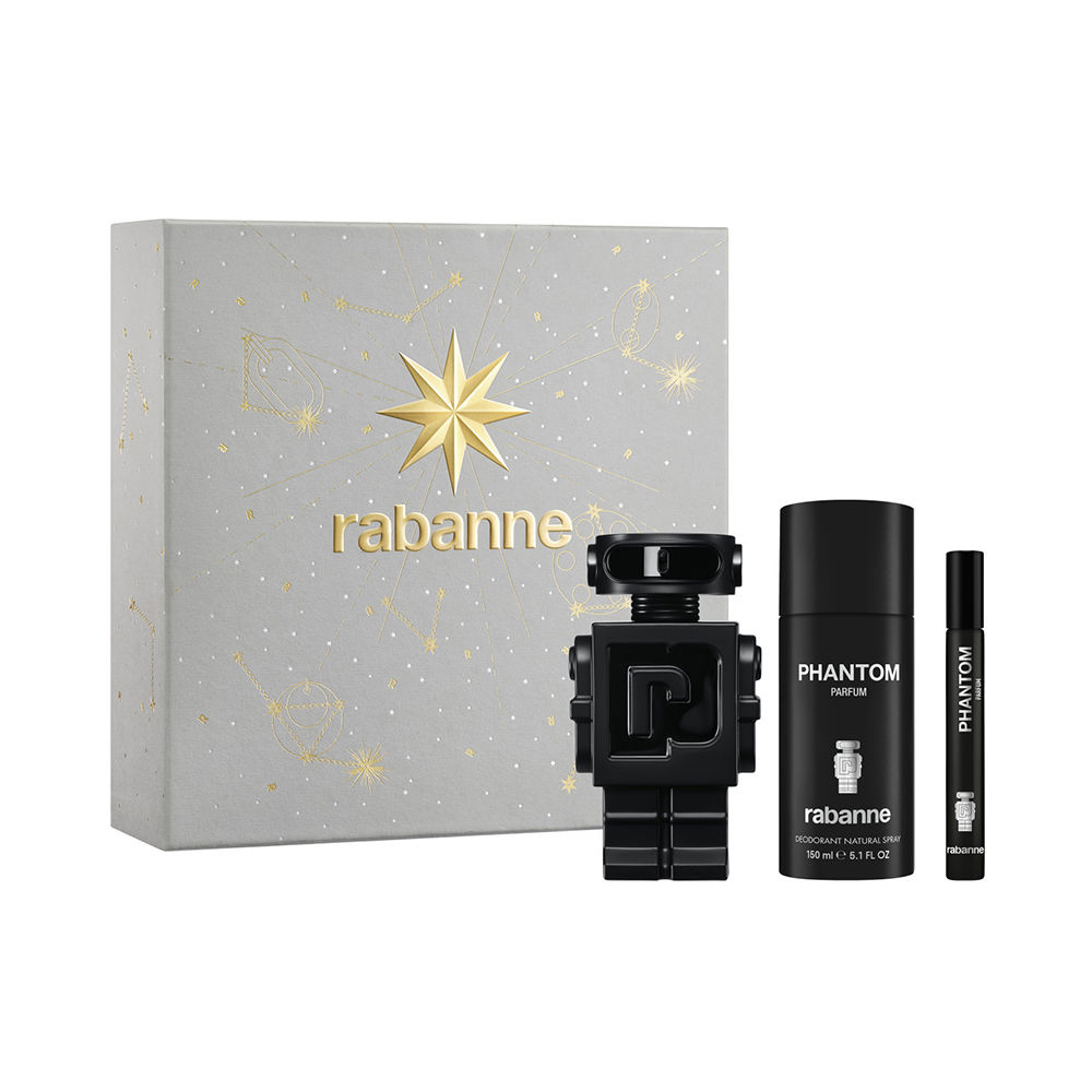 Pacolocul de parfuriere Paco Rabanne: Phantom, Eau De Parfum, pentru bărbați, 100 ml + Phantom, Eau De Parfum, pentru bărbați, 10 ml + Phantom, Spray deodorant, pentru bărbați, 150 ml