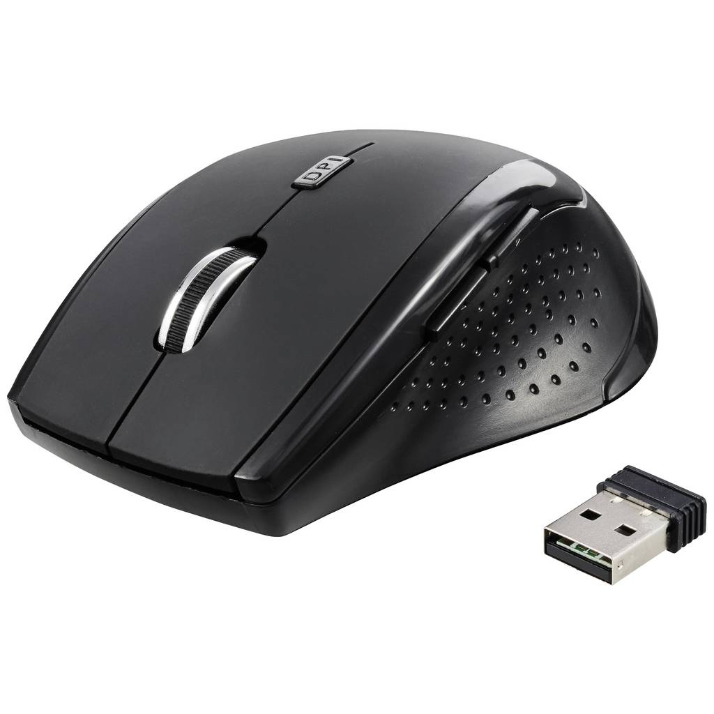 Renkforce RF-WM-210 Mouse Radio Optical Black 6 Buttons 1600 dpi Ergo RF-5827190