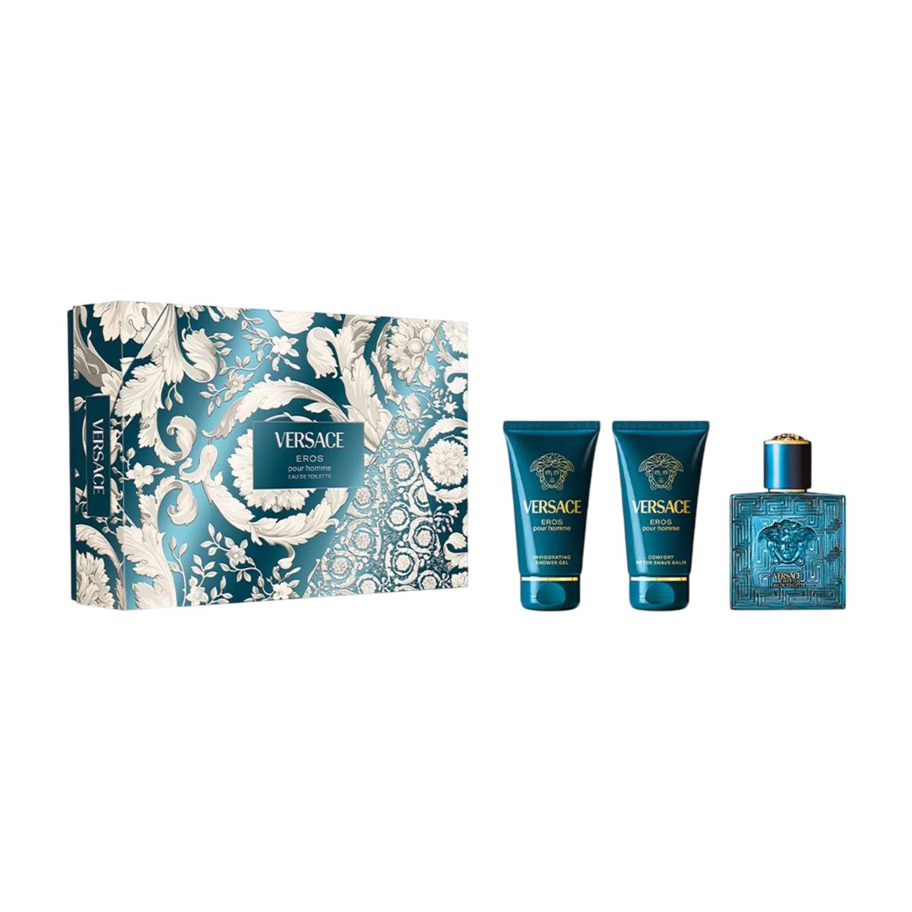 Set Versace: Eros, Eau De Toilette, For Men, 50 ml + Eros, Shower Gel, For All Skin Types, 50 ml + Eros, Hydrating, After-Shave Balm, 50 ml