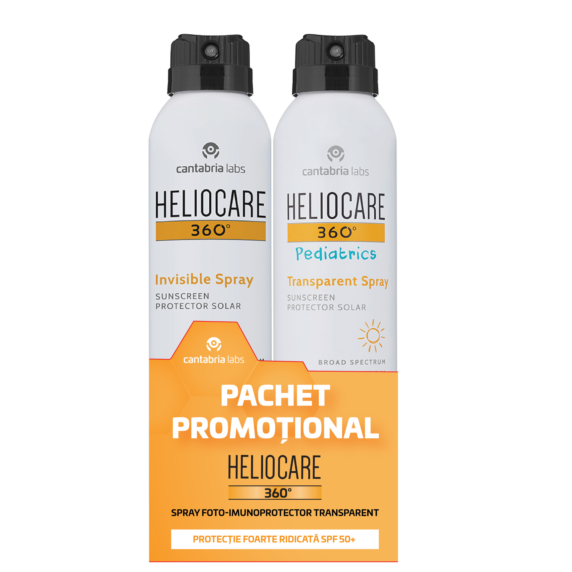Set Cantabria Labs: Heliocare 360º Pediatrics, Sun Protection, Sunscreen Spray, SPF 50+, 200 ml + Heliocare 360º, Hydrating, UV Protection, Sunscreen Spray, SPF50+, 200 ml