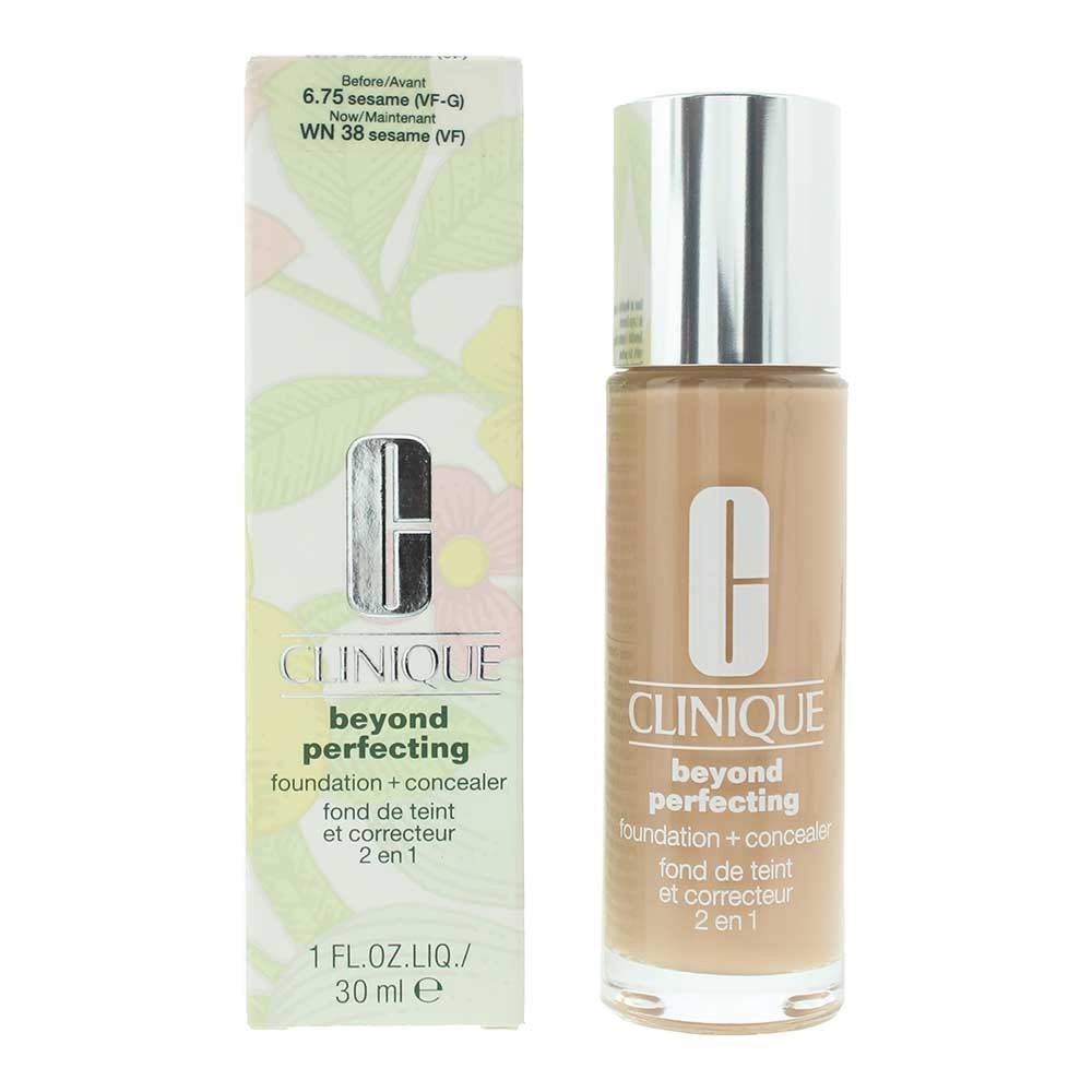 Clinique, Beyond Perfecting, Fond de ten și Corrector 2 în 1 cu acoperire completă, Lichid, 38, Sămânța de susan, 30 ml.