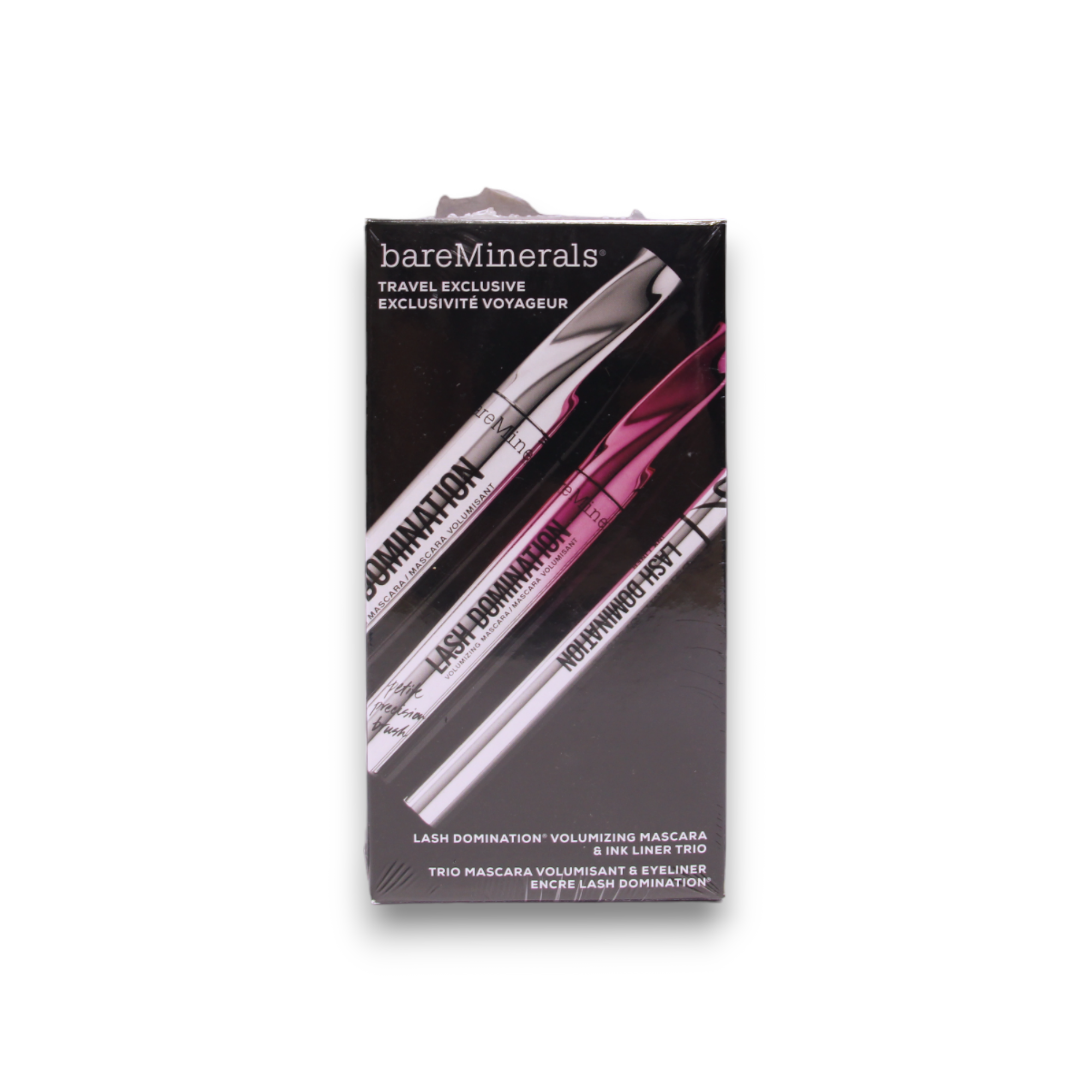 Travel Exklüsyon Seti BareMinerals: 
Lash Domination, Hacimsizleştirici Makyaj, Intense Siyah, 8.5 ml
+ Lash Domination, Hacimsızlaştırıcı Makyaj, Siyah, 8.5 ml
+ Lash Domination, Ciltli Göze Kalem, Siyah, 0.6 ml