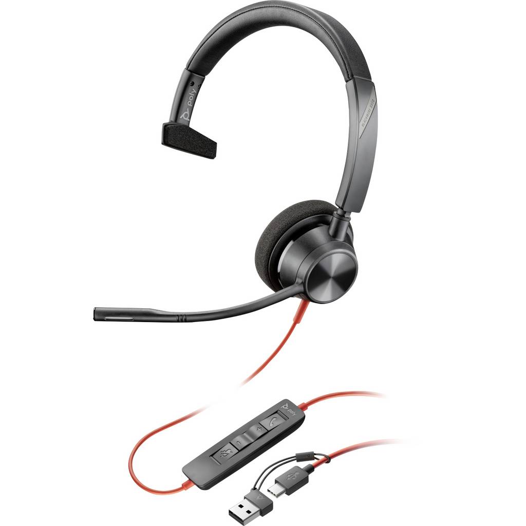 HP Poly Blackwire C3310 On-ear headset Corded (1075100) Mono Black Micro 8X215AA