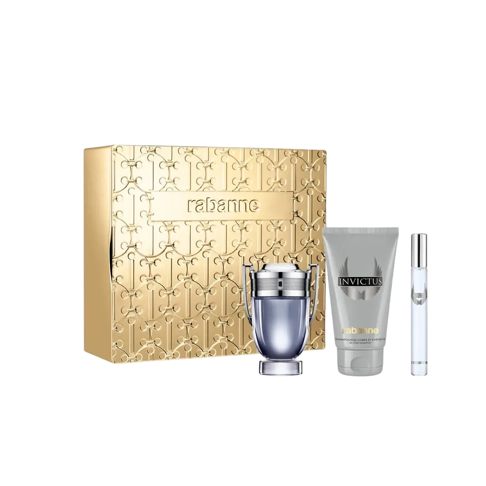 Paco Rabanne: Invictus, Parfum de Toaletă, Pentru Bărbați, 50 ml + Invictus, Eau De Toilette, Pentru Bărbați, 10 ml + Invictus, Gel de Duș, pentru toate tipurile de piele, 100 ml