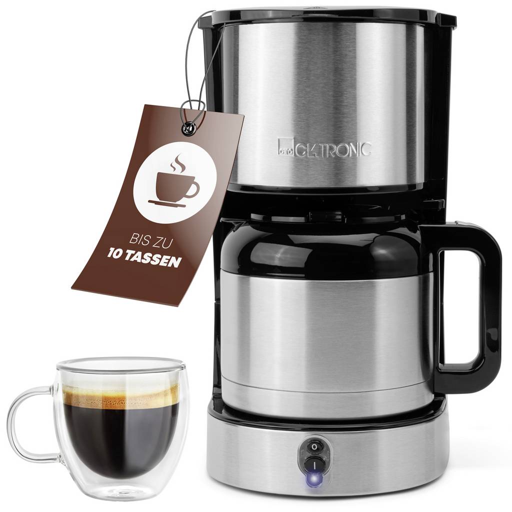 Clatronic KA 3805 Edelstahl-schwarz Coffee maker Stainless steel Cup volu 264004