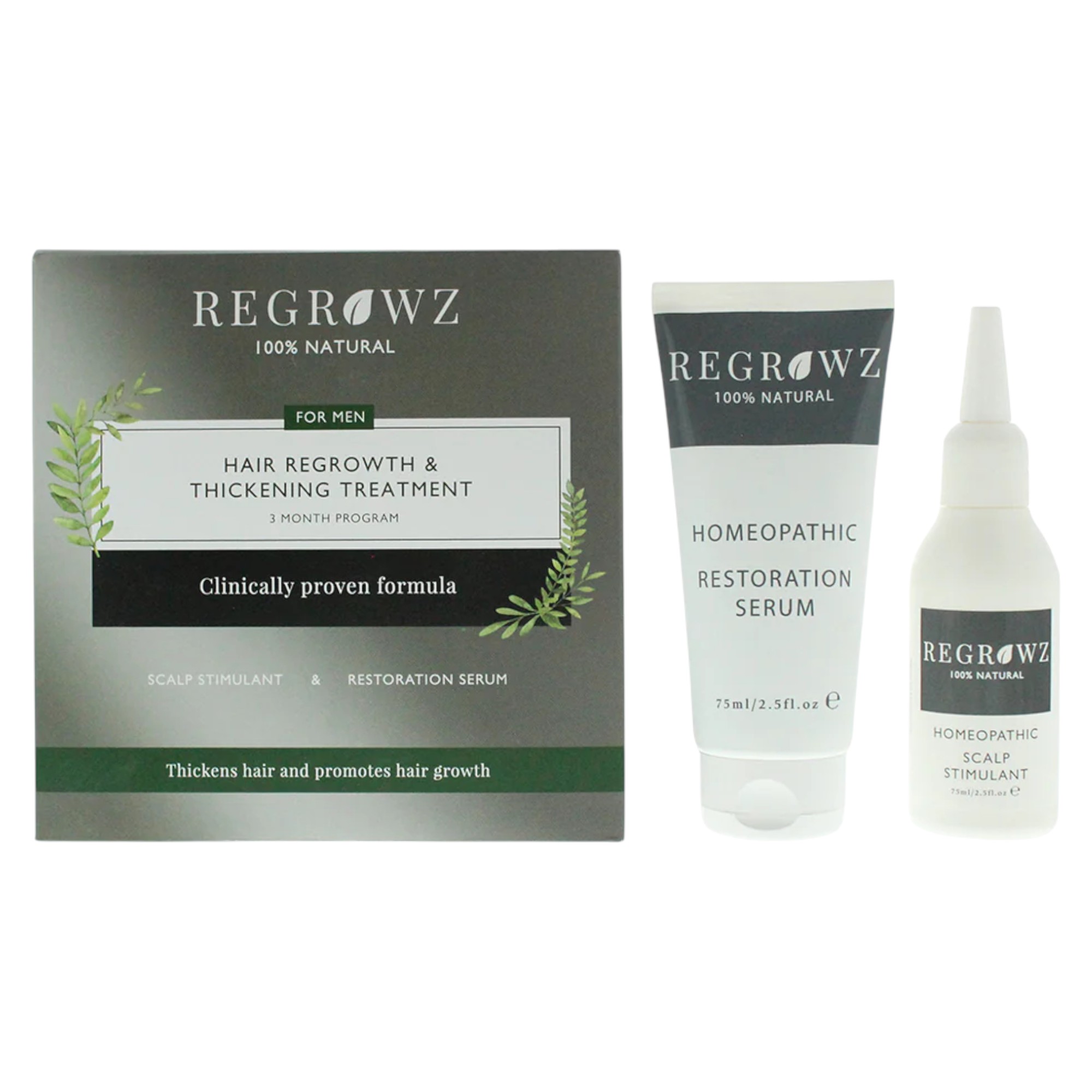 Regrowz: Evrensel, Saç Cilti Serumu, Rehabilitatif, 75 ml + Evrensel, Saç Krem Tedavisi, Nemlendir ve Koruyucu, 75 ml