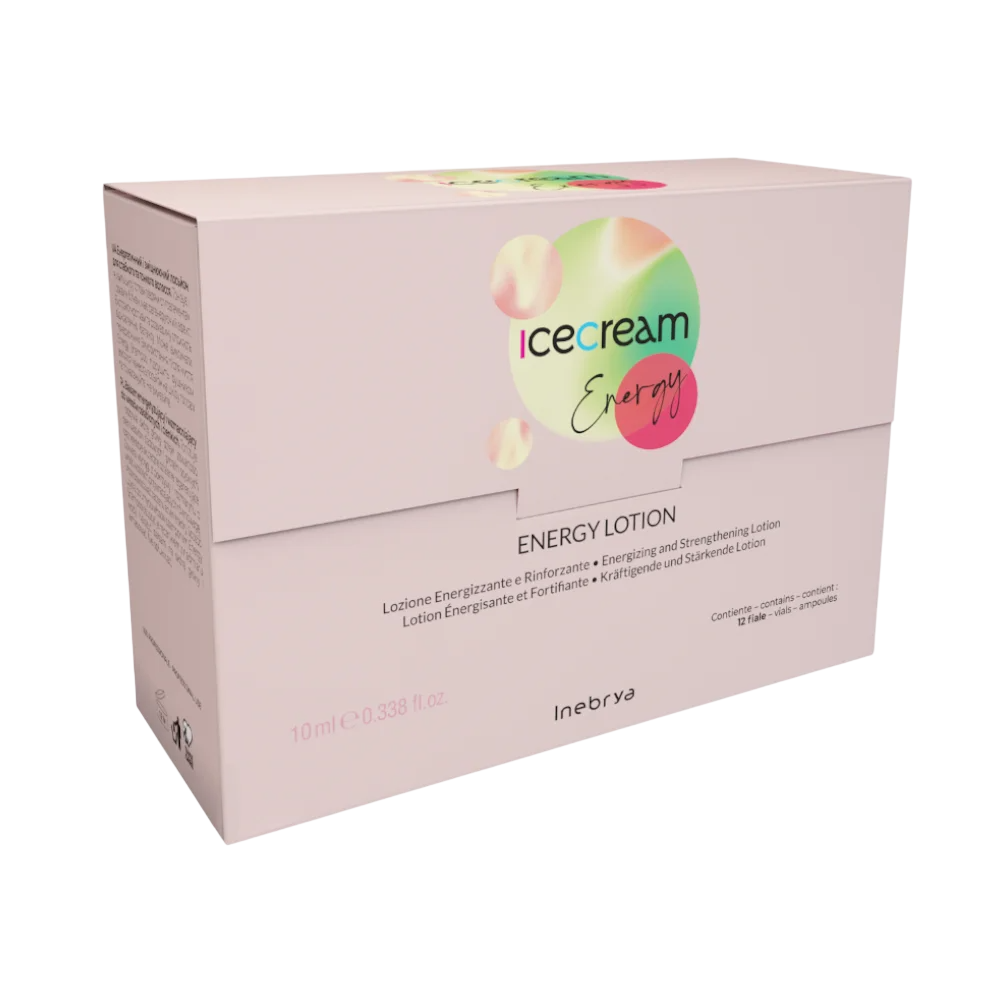 Set, Inebrya, Ice Cream Energy, Lăptă de Păr, Consolidant, 12 piese, 10 ml