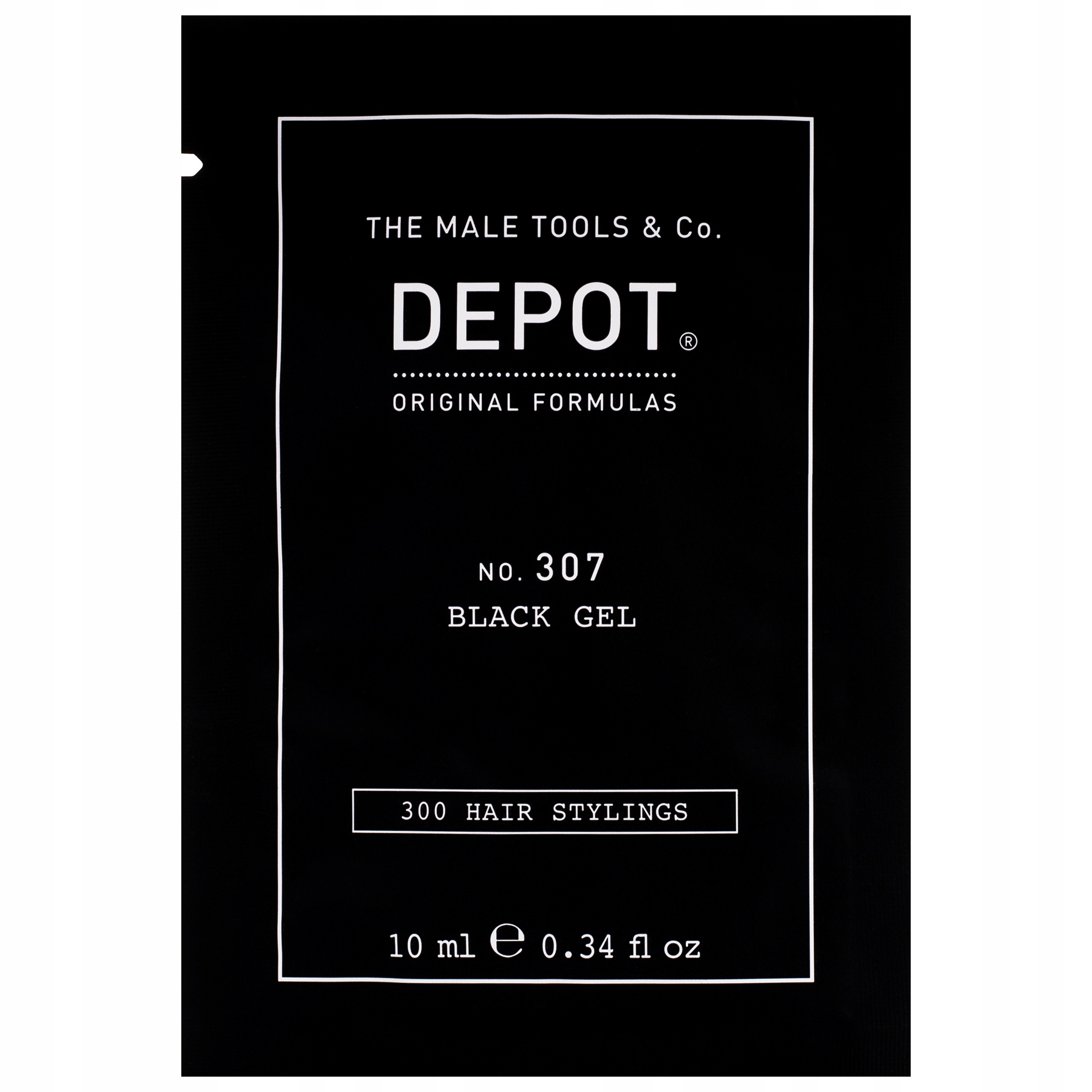 Depozit, 300 stilări de păr Nr. 307 Negru, Complex botanic, Gel pentru modelarea părului, Acoperire temporară și volum, Tensiune medie, 10 ml