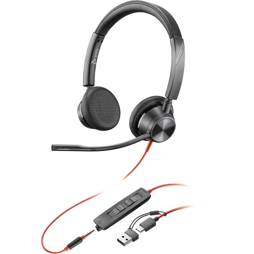 HP Poly Blackwire C3325-M On-ear headset Corded (1075100) Stereo Black M 8X222AA