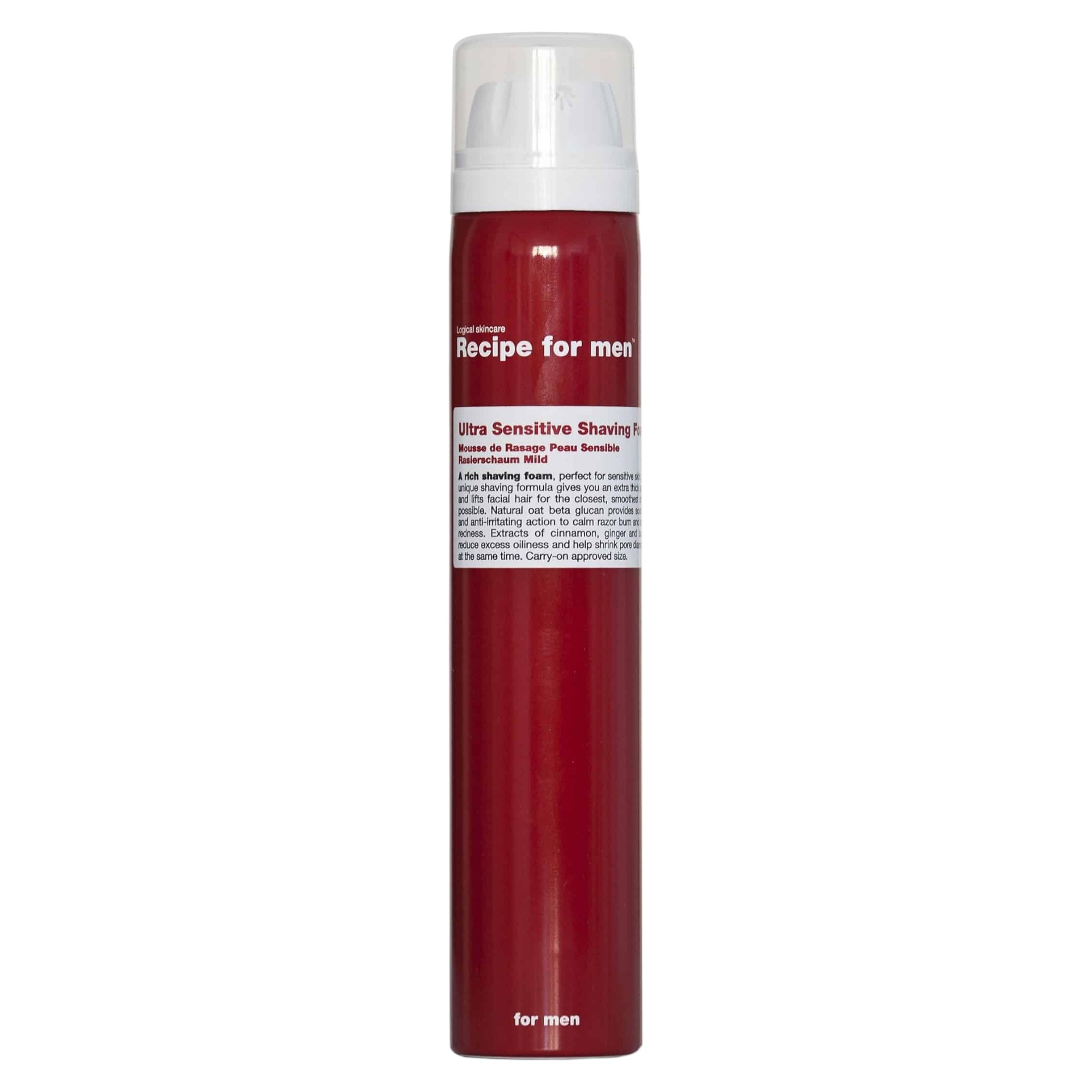 Recipe For Men, Ultra Sensitive Shaving Foam, Energising, Shaving Foam, 100 ml