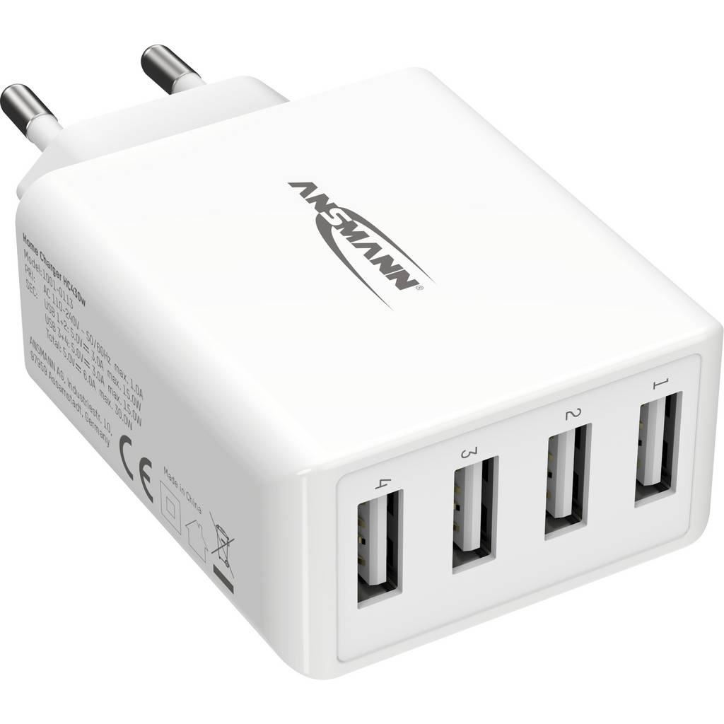 Ansmann HomeCharger HC430 USB charger 30 W 4x USB-A White Indoors 1001-0113