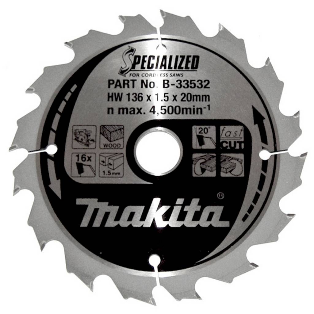 Makita SPECIALIZED B-33532 Carbide metal circular saw blade 136 x 20 x 1 B-33532