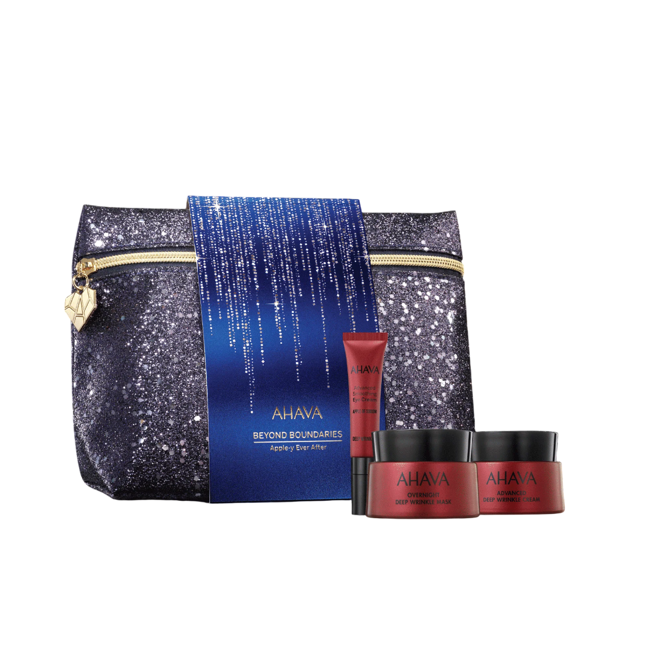 Apple-y Ever After Set Ahava: AOS Advanced Deep Wrinkle, Anti-Aging, Cream, For Face, 50 ml + Apple Of Sodom, Anti-Wrinkle, Night Sleeping Mask, 50 ml + AOS Advanced Deep Wrinkle, Smoothing, Eye Cream, 15 ml + Ahava, GWP Textile Pouch