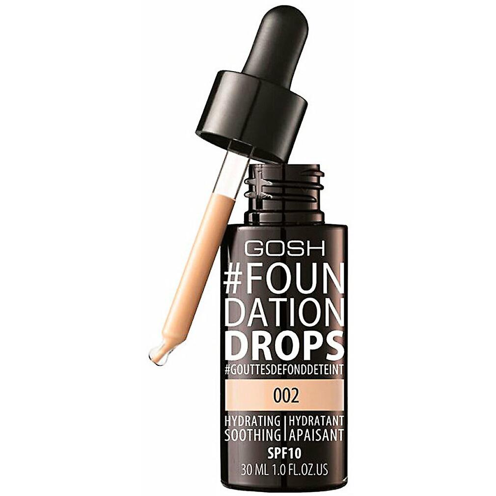 Gosh, Drops, Liquid Foundation, 002, Ivory, SPF 10, 30 ml