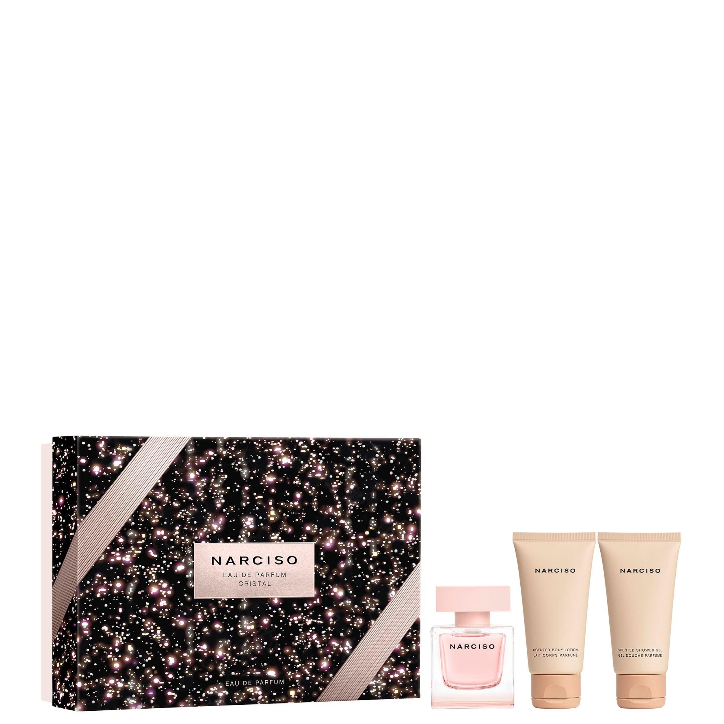 Narciso Rodriguez: Cristal, Eau de parfum pentru femei, 90 ml + Cristal, hidrantare, loțiune corporală, 50 ml + Cristal, curățire, gel de dusch, pe toată suprafața corpului, pentru orice tip de piele, 50 ml