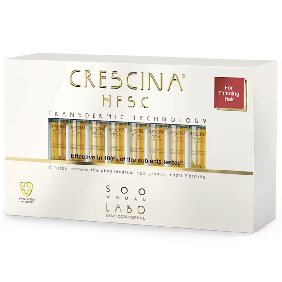 Labo, Crescina, Transdermik HFSC 500, Büyüme İncelmesi İçin, Ampul Tedavi Serumu, Saçlar için, Kadınlar için, 20 parça, 3.5 ml