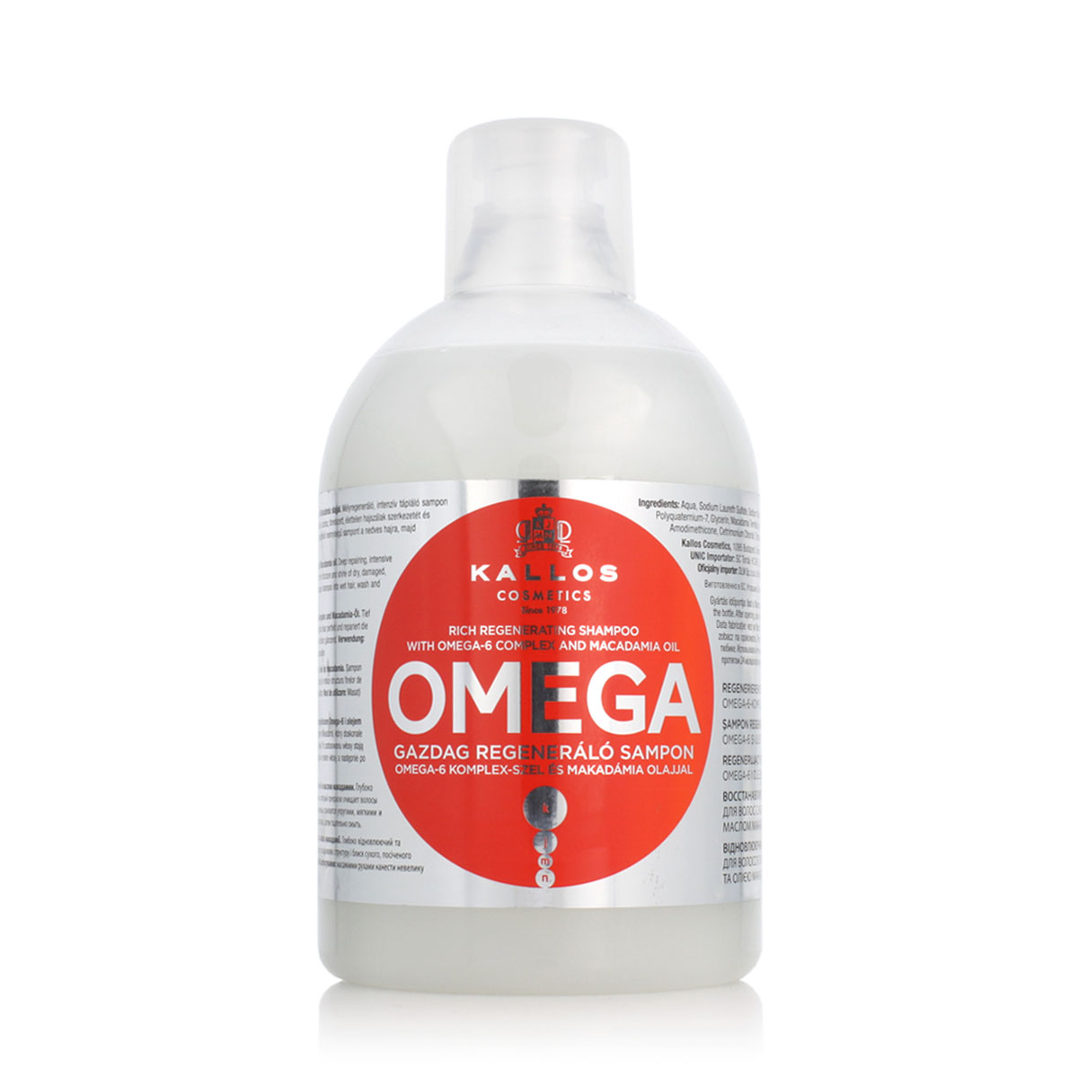 Kallos Omega Hair Shampoo Cu Complexul Omega-6 și Ulei de Macadamia 1000 ml
