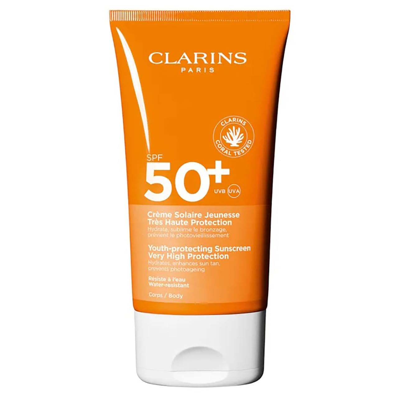 Clarins, Protecție solară, Hidratare, Creme de protecție solară cu factorul de protecție SPF50+, 150 ml.
