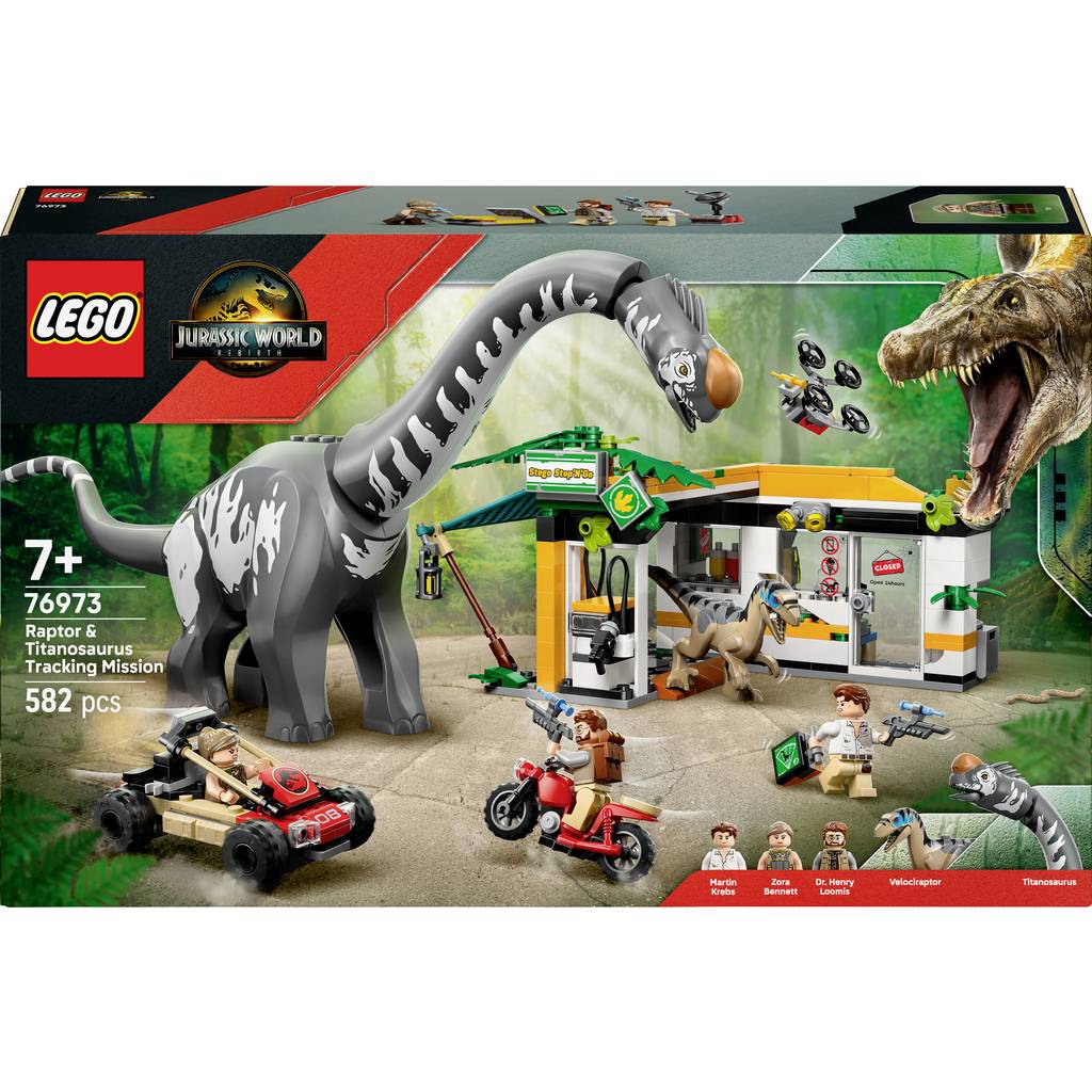 76973 LEGO Jurassic World ™ Raptor ve Titanosaurus: Büyük feribot arama 76973
