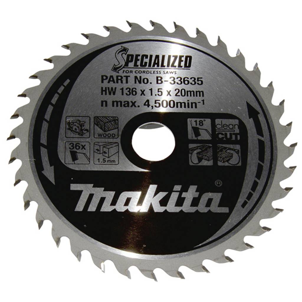 Makita SPECIALIZED B-33635 Carbide metal circular saw blade 136 x 20 x 1 B-33635