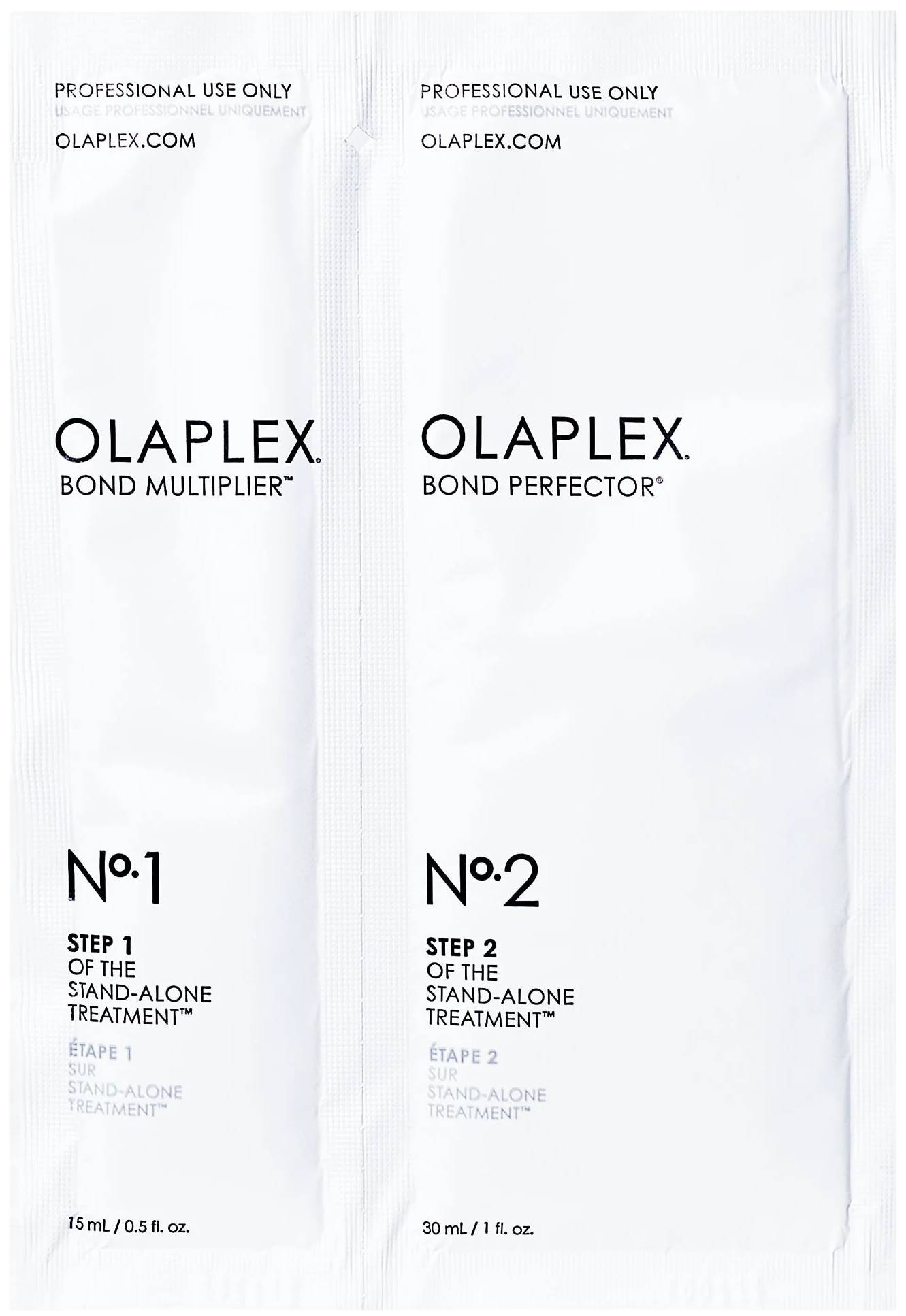 Tek Kullanımlık Set Olaplex: No.1 Bağ Çoğaltıcı, Saç Lotionu Tedavisi, Bağ Onarımı, 15 ml + No.2 Bağ Tamiri, Saç Kremi Tedavisi, 30 ml