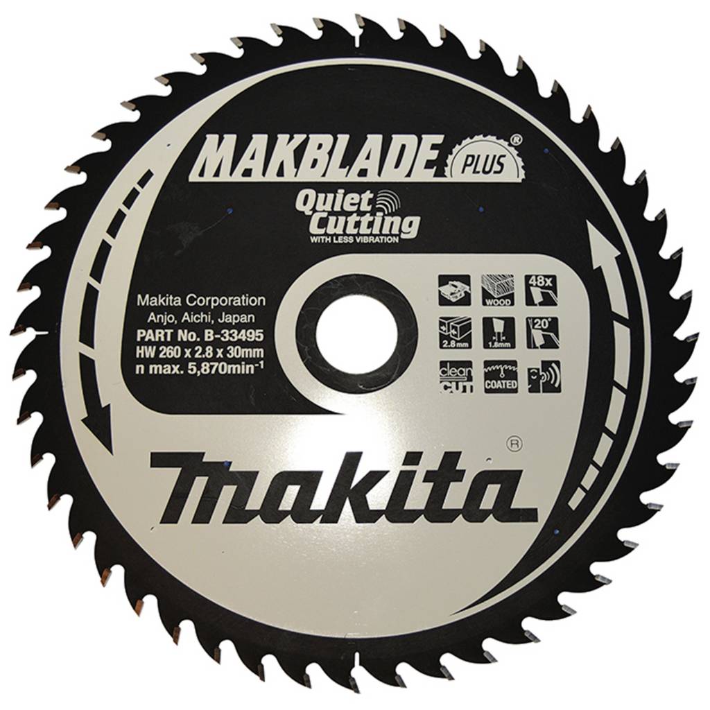 Makita MAKBLADE+ B-33495 Carbide metal circular saw blade 260 x 30 x 1 m B-33495