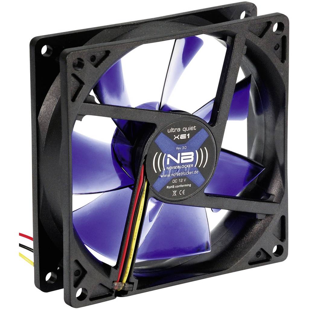 NoiseBlocker BlackSilent XE1 PC fan Black, Blue (transparent) (W x H x D) 92 XE1