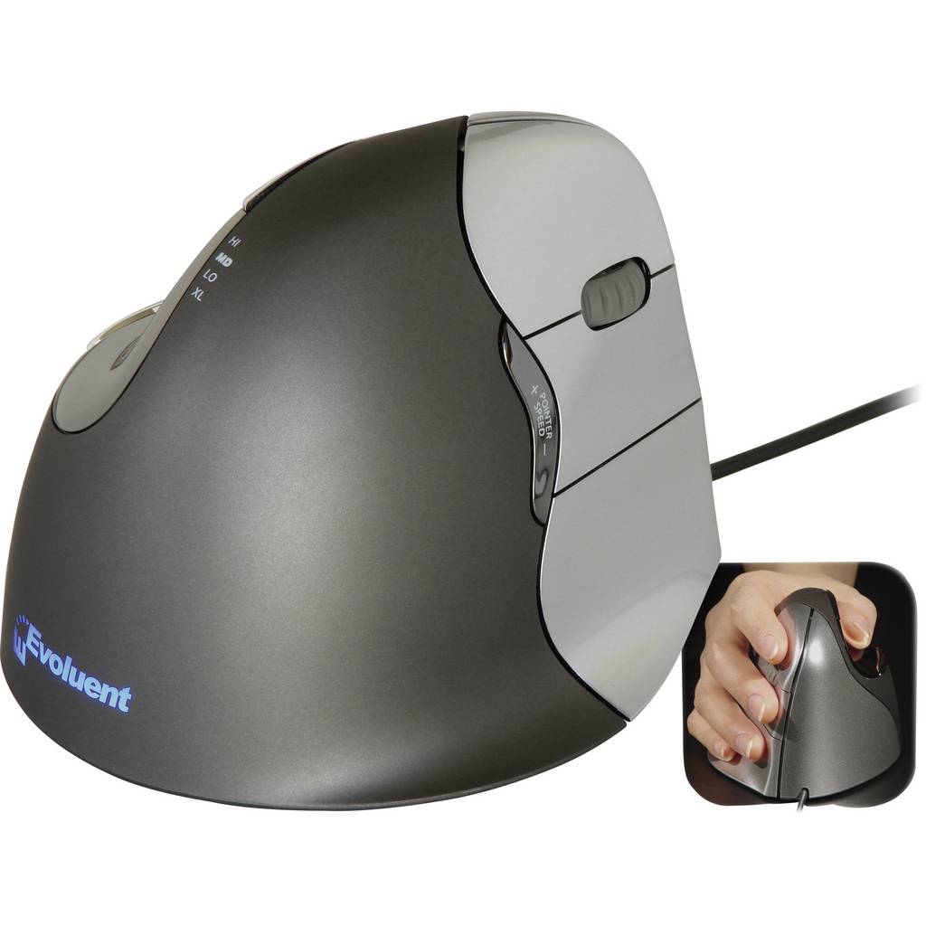 Mouse Evoluent Vertical 4 VM4R Ergonomic USB Optic Black, Argintiu 6  VM4R