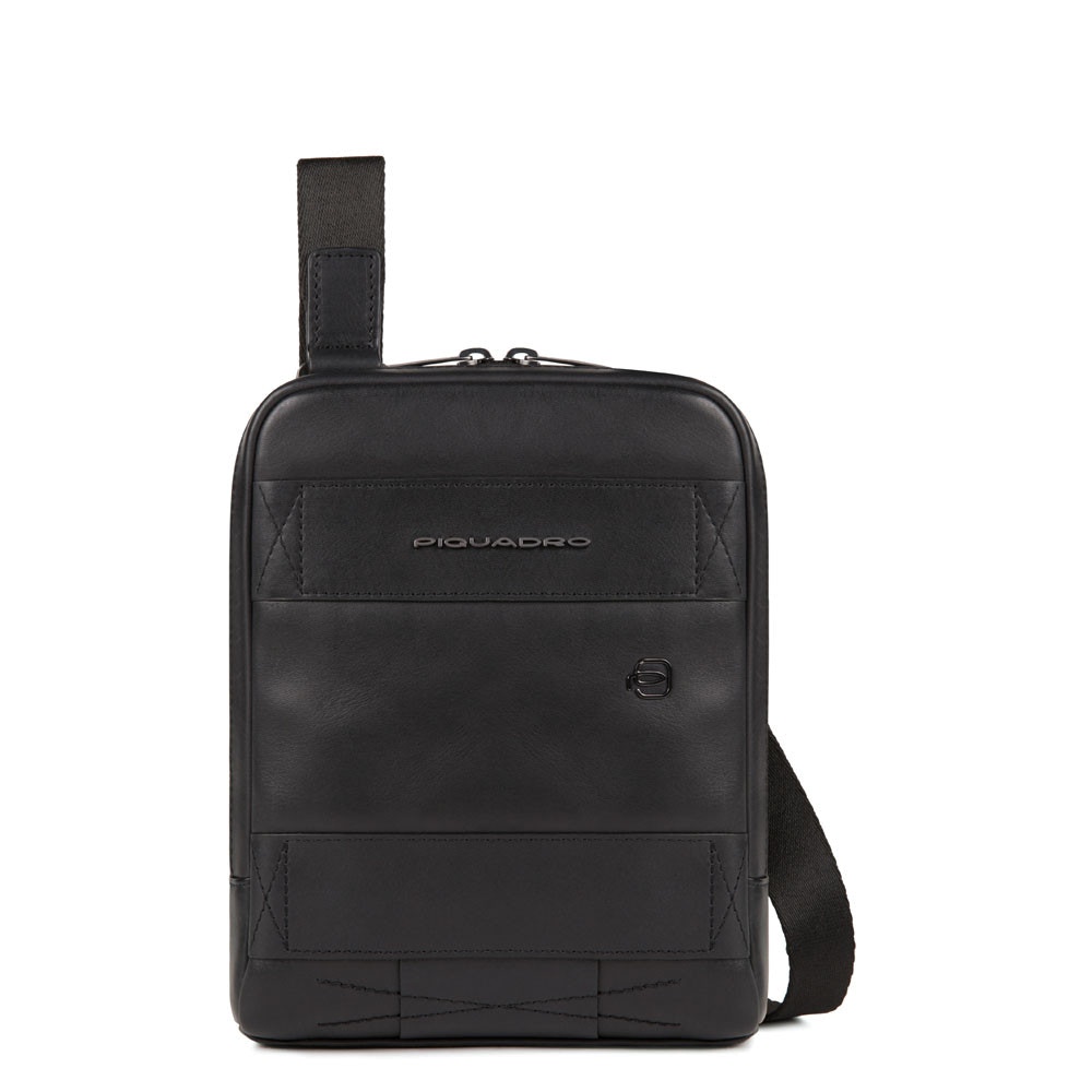 Piquadro, Obidos, Leather Crossbody Bag, Black, 17 x 22 x 5.00 cm, For Men