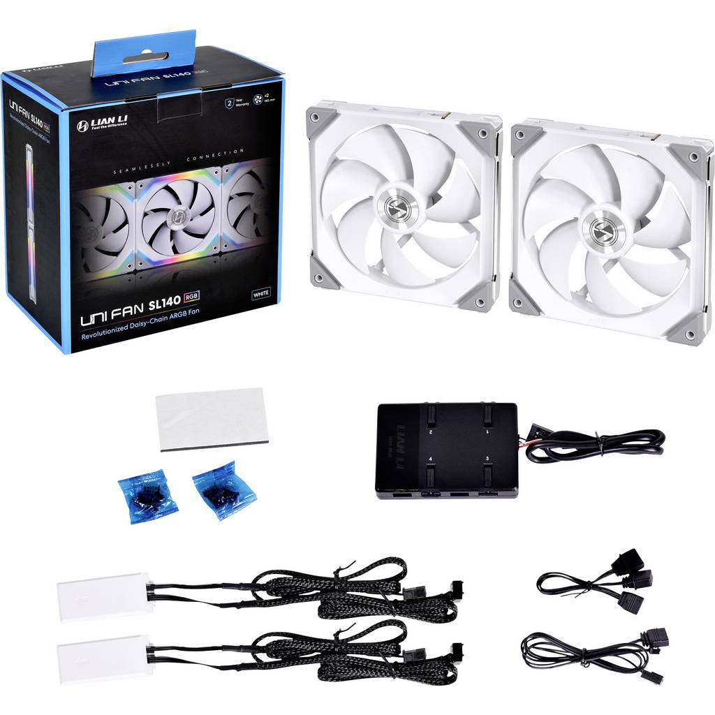 Ventilator Lian Li UF-SL140-2W pentru PC alb (L x Î x Înălțime) 140 x 140 x 25 mm inclusiv UF-SL140-2W