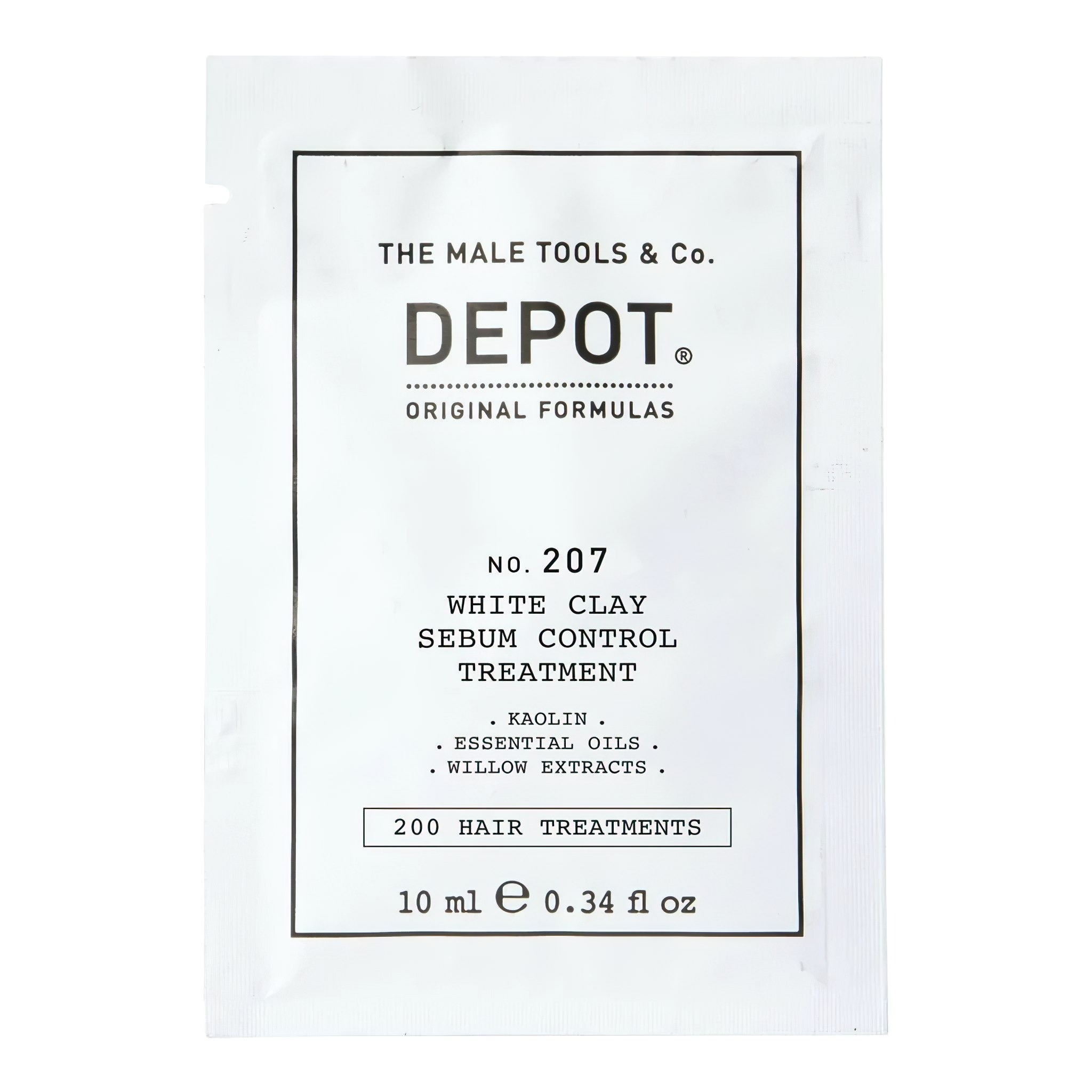 Depozit, 200 tratamente pentru păr Nr. 207, Kaolin, Crema de tratare a scalpului mască, Pentru reglarea excesivului sebum, 10 ml