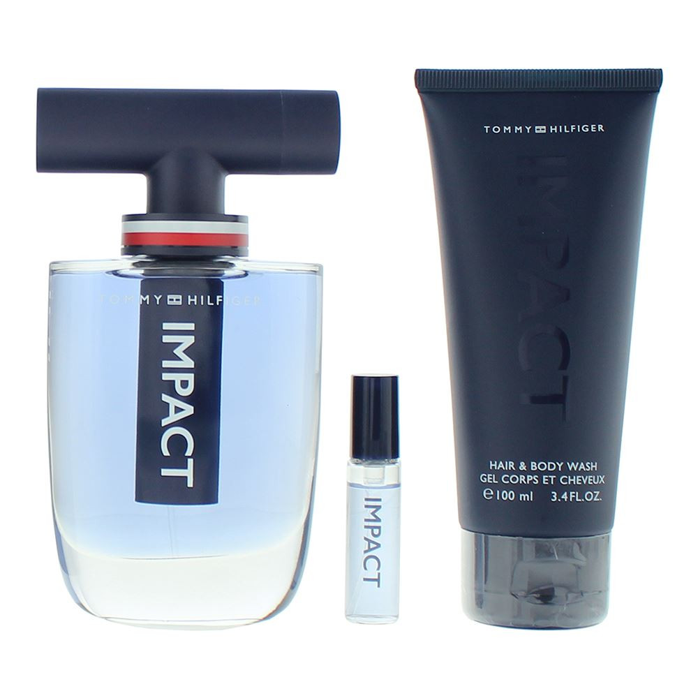 Setul Tommy Hilfiger: Impact, Eau De Toilette, Pentru Bărbați, 100 ml + Impact, Eau De Toilette, Pentru Bărbați, 4 ml + Impact, Gel de Duș, Corp, 100 ml
