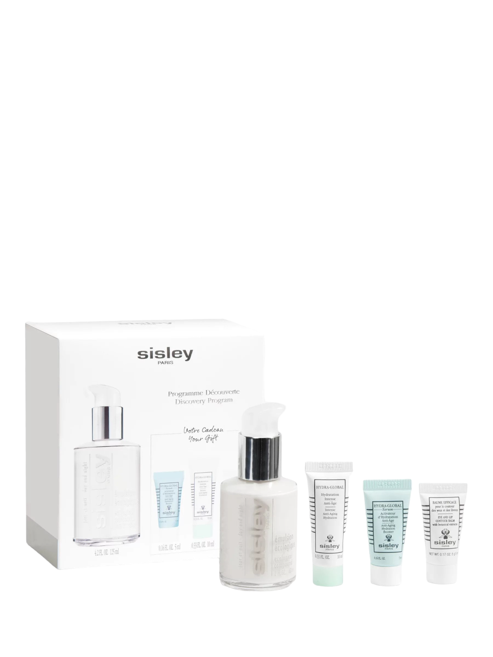Keşif Programı Seti Sisley: Mutluluk Ekolojik Kompozisyonu, Emülsiyon, Yüz için, 125 ml + Mutluluk Ekolojik Kompozisyonu, Anti-Yaşlanma, Gündüz, Krem, Yüz için, 10 ml + Mutluluk Ekolojik Kompozisyonu, Anti- Yaşlanma, Gece, Serum, Yüz için, 5 ml + Sisley: Mutluluk Ekolojik Göz Kremini, 5 ml