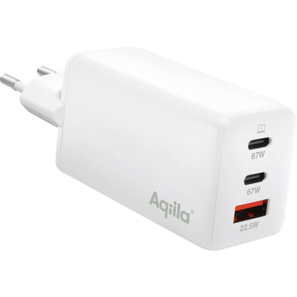 Aqilla W3 USB şarj cihazı 65 W 1 x USB-A, 2 x USB-C ® Güç Teslimatı, A AQWCW3PBI65W911