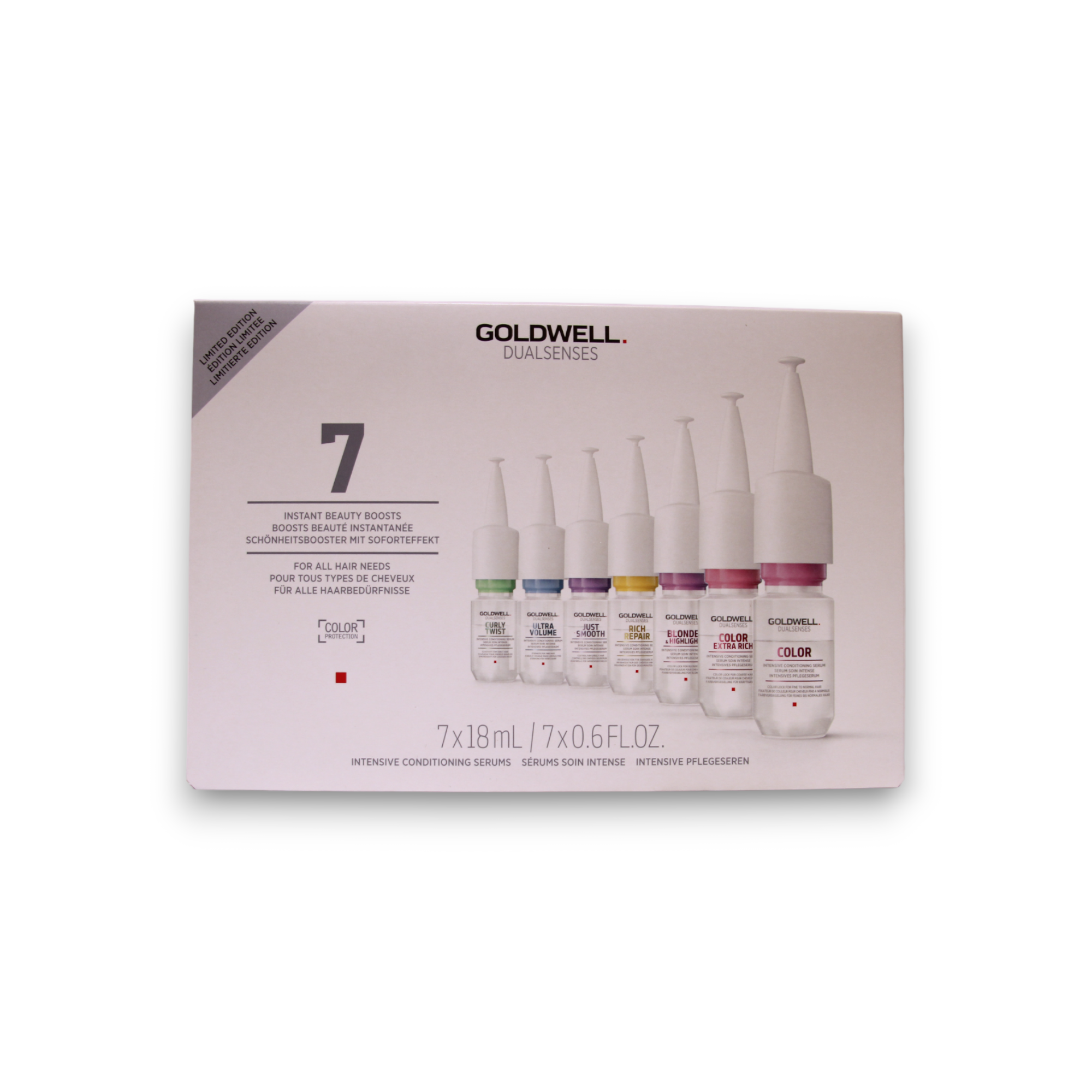 Setul, Goldwell, Dualsenses Instant Beauty Boosts, Serum pentru Păr, Pentru Hidratare, 7 bucăți, 18 ml.