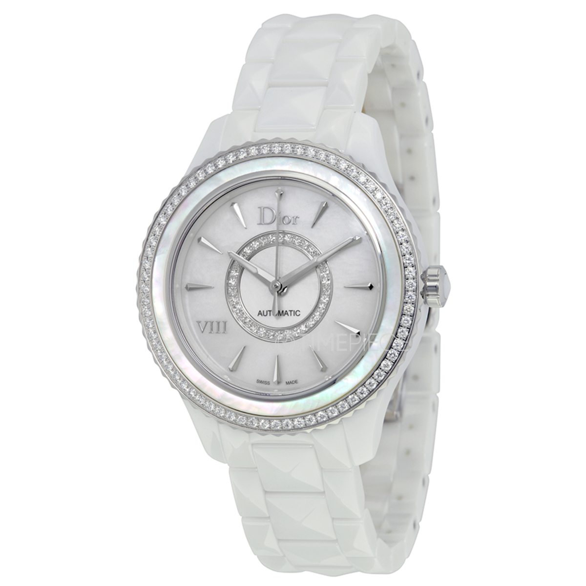 Christian Dior, VII, Quartz Ceramic Strap Watch, White, 38 mm, For Women