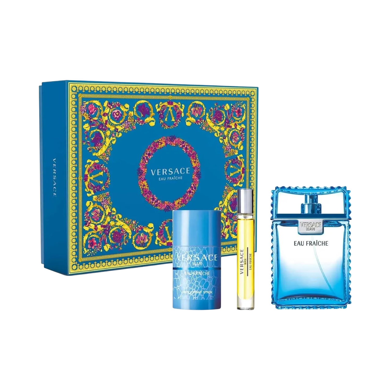 Set Versace: Eau Fraiche, Eau De Toilette, For Men, 100 ml + Eau Fraiche, Eau De Toilette, For Men, 10 ml + Eau Fraiche, Deodorant Stick, For Men, 75 ml