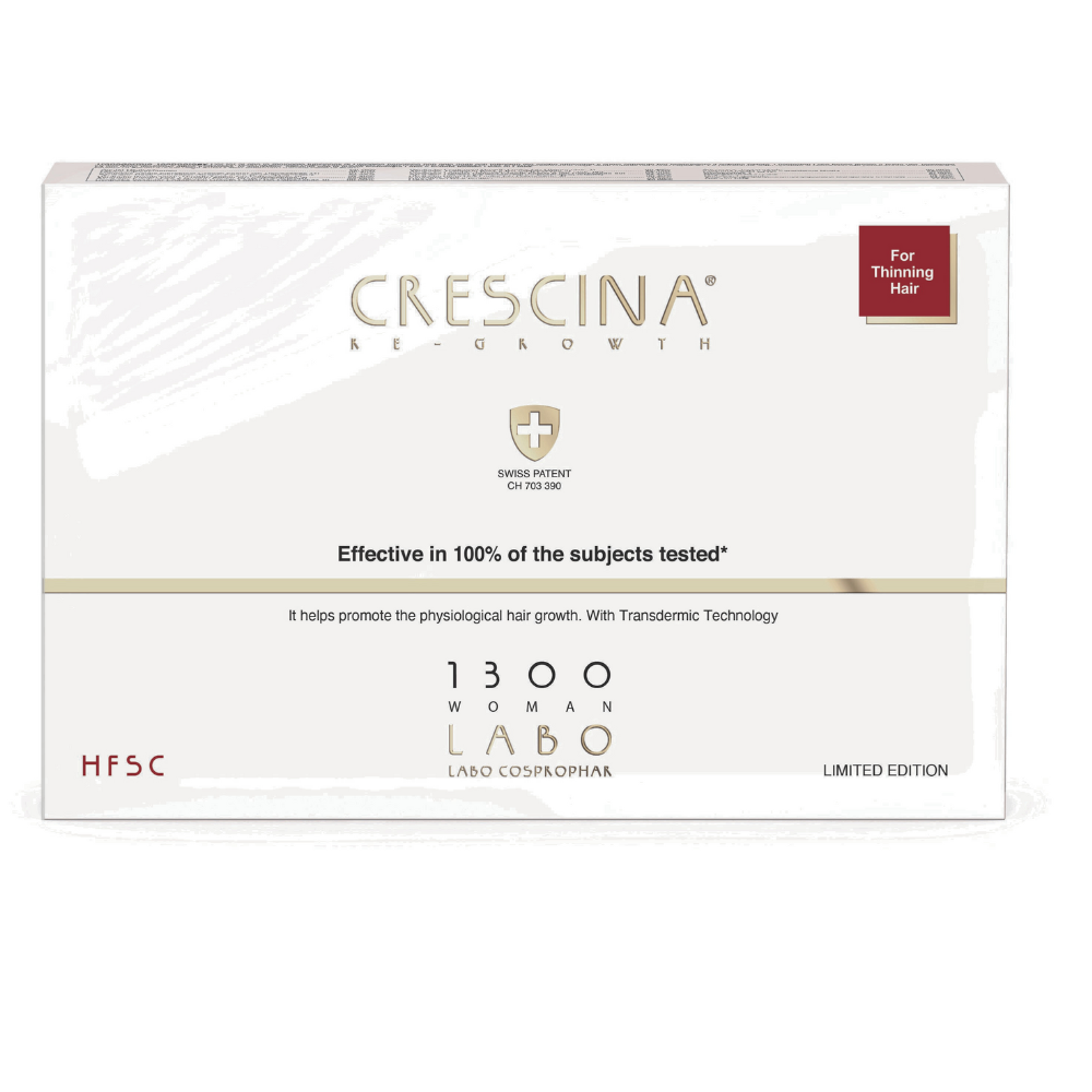 Kapak, Laboratuvar, Crescina, Derinlemesine Hfsc 1300, Büyüme İncelmesi İçin, Ampul Tedavi Serumu, Saçlar için, Kadınlar için, 5 parça, 3.5 ml