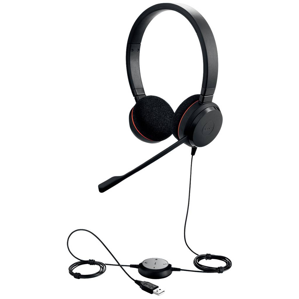 Jabra Evolve 20 On-ear headset Corded (1075100) Stereo Black Microp 4999-823-109